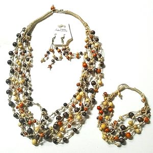 Handmade Beaded Rattan Boho Necklaces Set